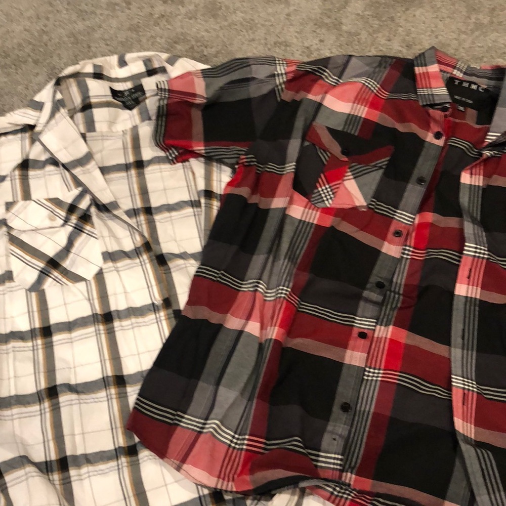 2 men button up shirts